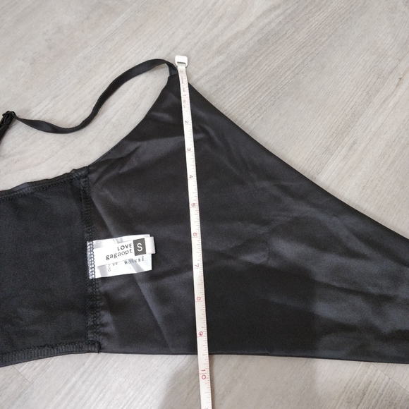 NWOT black silky tie front crop bralette - Picture 9 of 16